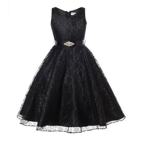 Wxolcjlv Girls Formal Lace Dresses Sleeveless V-Neck Belted Wedding Tutu Dress, Sizes 2-12