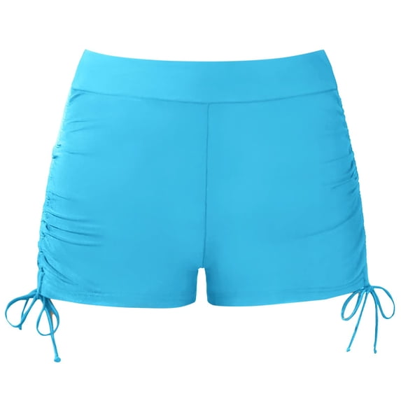 Wxolcjlv Girls High Rise Boyshort Solid Color Drawstring Stretchy Swim Shorts, Sizes 5-14