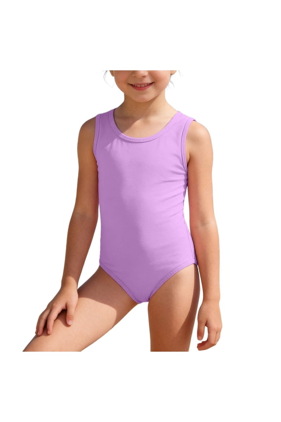 Girls Summer Active Solid One-Piece Swimsuit Beach Quick Dry Bathing Suit, Sizes 3-16