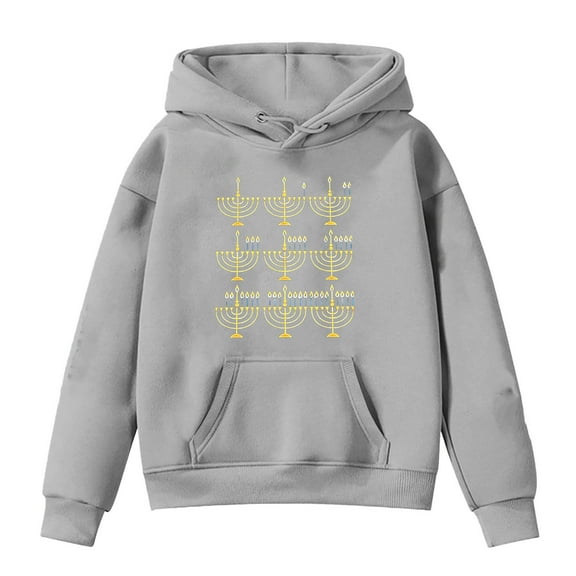 Wxolcjlv Graphic Hoodies For Toddler Boys Happy Hanukkah Jewish Chanukah Holiday Hooded Warm Pullover Sweatshirt Unisex Loose Cozy Daily Wear Winter Sweaters With Pocket，6-7 Years
