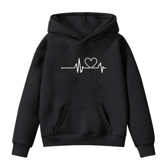 Wxolcjlv Hoodies For Toddler Girls Fasion Heart Graphic Long Sleeve Pocket Pullover Sweatshirt Fall Winter Comfy Casual Fleece Hooded,3-4 Years