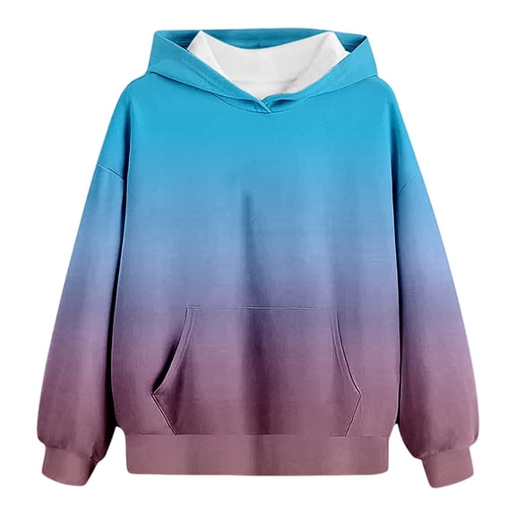 Wxolcjlv Hoodies For Toddler Girls Gradient Long Sleeve Cute Loose Fit Top Kids Cozy Soft Pullover Casual Hooded Sweatshirt With Pocket,4-5 Years