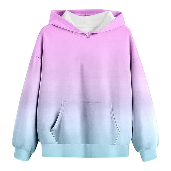 Wxolcjlv Hoodies For Toddler Girls Gradient Long Sleeve Cute Loose Fit Top Kids Cozy Soft Pullover Casual Hooded Sweatshirt With Pocket,4-5 Years