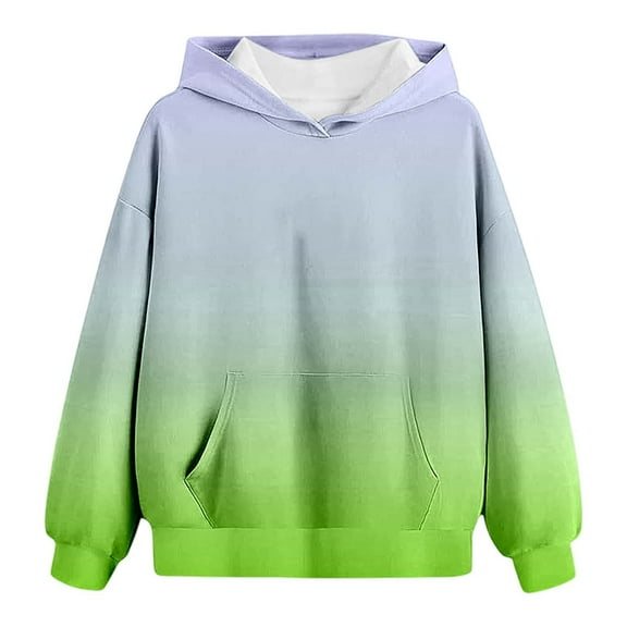 Wxolcjlv Hoodies For Toddler Girls Gradient Long Sleeve Cute Loose Fit Top Kids Cozy Soft Pullover Casual Hooded Sweatshirt With Pocket,5-6 Years