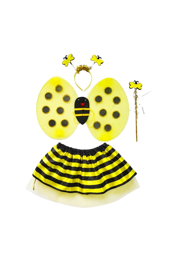 Baby Girls Outfits Party Skirts Bee Theme Striped Dance Tutu Skirt 4Pc Sets