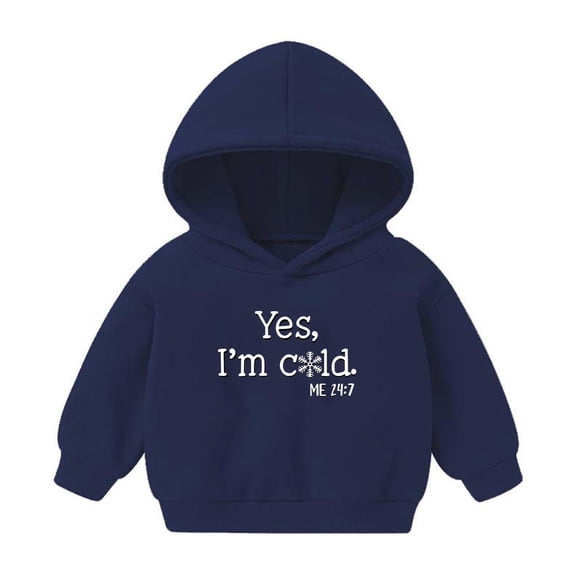 Wxolcjlv Boys Trendy Hooded Pullover Sweatshirt, Letter Graphic Long Sleeve Casual Top, Sizes 12M-6Y