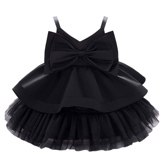 Wxolcjlv Infant Girls Birthday Party Tutu Dresses Bow Sleeveless Layered Mesh Gown Dress