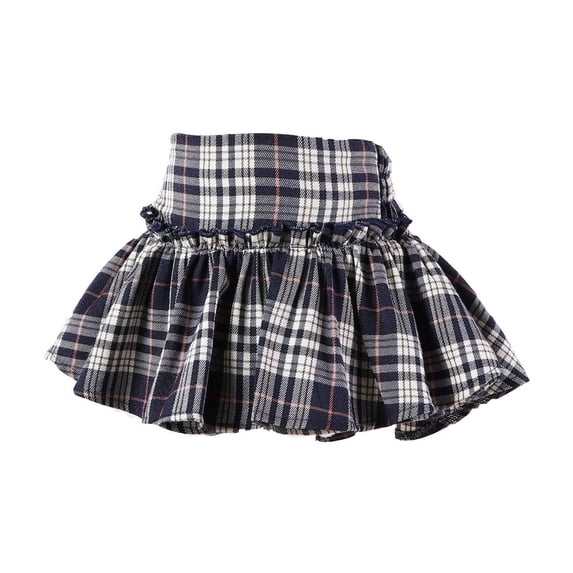 Wxolcjlv Infant Girls Preppy Skirts High Elastic Waist School A Line Plaid Pleated Skort