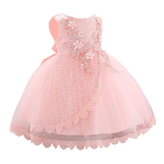 Wxolcjlv Infant Girls Princess Tulle Dress Bowknot Lace Wedding Party Gown