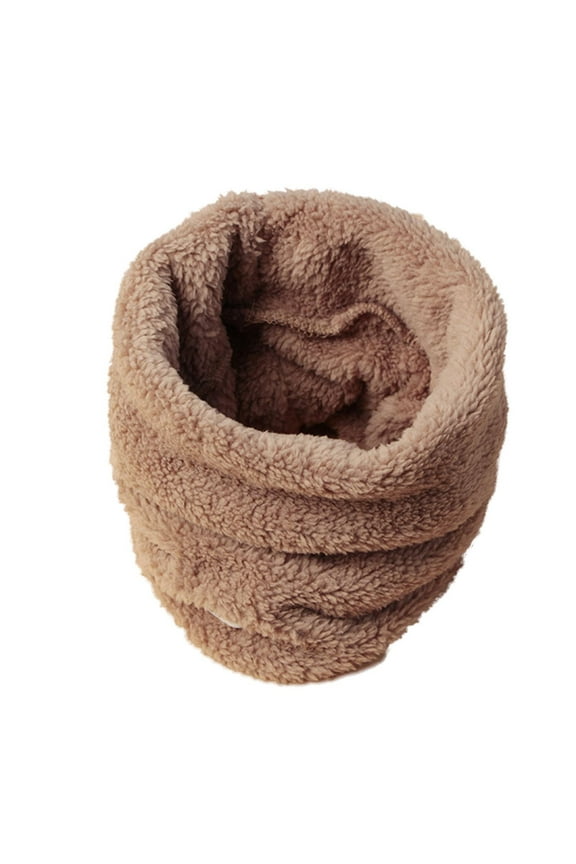 Kids Neck Gaiters Plus Velve Thick Solid Color Pullover Scarf Toddler Soft Coldproof Neck Warmer Cozy Scarves For Cold Weather，Khaki