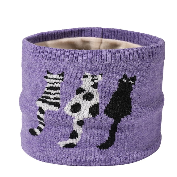 Wxolcjlv Kids Scarves Velvet Thickened Cartoon Cat Knitted Scarf Toddler Comfy Lightweight Cold Neck Collar Cute Winter Scarf For Boys Girls,Purple