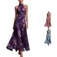 thumbnail image 1 of Wxolcjlv Large Floral Maxi Dress for Women Halter Neck Ruched Waist Outdoor Vacation Sundress, 1 of 7