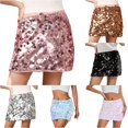thumbnail image 1 of Wxolcjlv Large Sequin Mini Skirt for Women High Waist Sparkly Slim Fit Nightout Skirt, 1 of 6