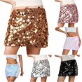 thumbnail image 1 of Wxolcjlv Large Sequin Mini Skirt for Women High Waist Sparkly Slim Fit Nightout Skirt, 1 of 8