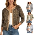 thumbnail image 1 of Wxolcjlv Leopard Print Button Front Cardigan For Women Daily Outing Casual Knit Outerwear, 1 of 5