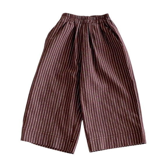 Wxolcjlv Little Boys Summer Pants Wide Leg Striped Elastic Waist Comfortable Trousers