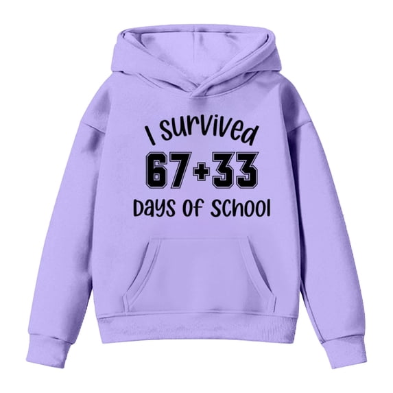 Wxolcjlv Little Girls 100 Days School Print Hooded Sweatshirt Casual Long Sleeve Play Pullover Top, Sizes 2-13