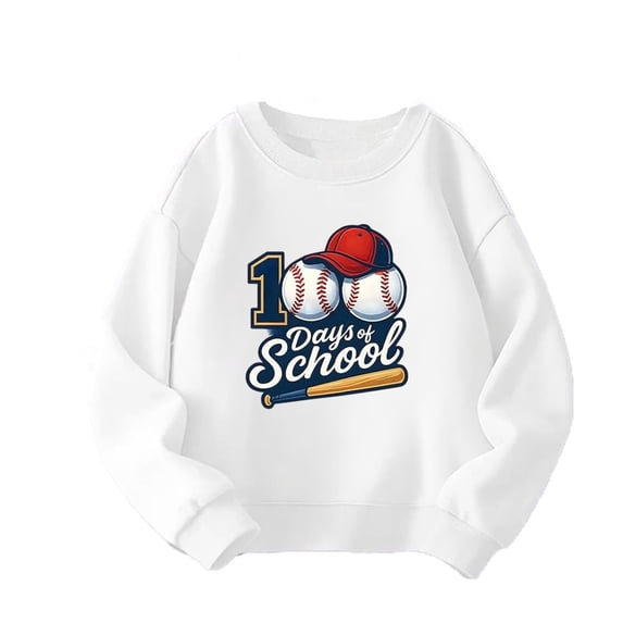 Wxolcjlv Little Girls 100 Days of School Crewneck Sweatshirt Long Sleeve Casual Pullover Sport Top, Sizes 3-14