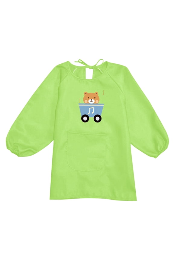 Little Girls Apron Long Sleeve With Pocket Design Breathable Kids Painting Art Smock,Sizes 4-8