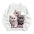 thumbnail image 1 of Wxolcjlv Little Girls Cute Cat Print Crewneck Sweatshirt Lined Long Sleeve Pullover Top, Sizes 2-14, 1 of 3