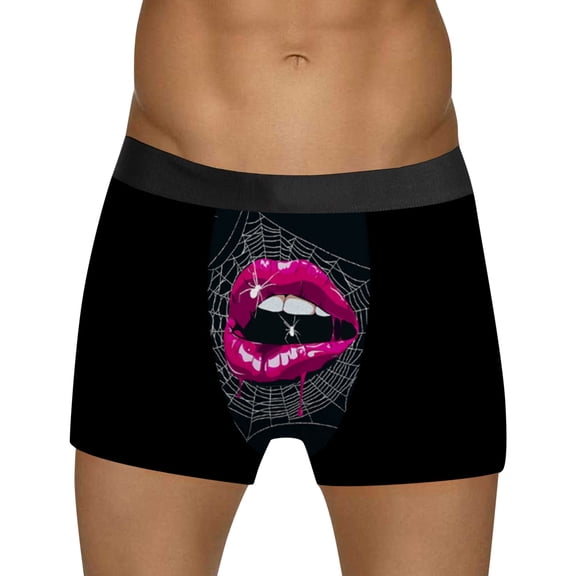 Wxolcjlv Men's Boxer Briefs Daily Lip Print Valentines Day Carnival Day Underwear Cosy Breathable High Elasticity Plus Szie Boxer Shorts