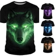 thumbnail image 1 of Wxolcjlv Men's Glowing Wolf Print Short Sleeve T Shirt Crew Neck Regular Fit Daily Wear Pullover Tee, 1 of 4