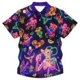 thumbnail image 1 of Wxolcjlv Men's Neon Western Graphic Shirts Turn Down Collar Short Sleeve Casual Tops Summer Beach Party Wear Button Down Shirts, 1 of 2