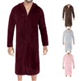 thumbnail image 1 of Wxolcjlv Men's Solid Robe Hooded Zip Front Long Sleeve Fleece Nightgown With Side Pockets, 1 of 7