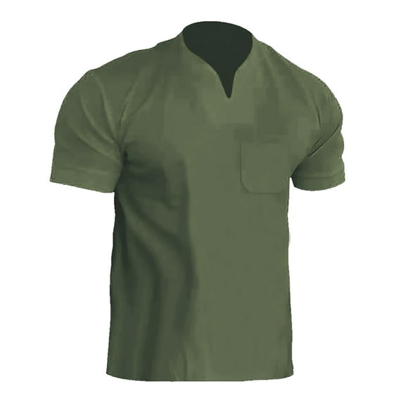 Wxolcjlv Men's T-Shirts Solid Color Pocket Contrast V-Neck Short Sleeve Tee Tops Summer Muscle Fitness Large Size Sports T Shirts