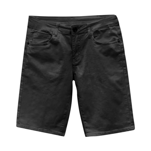 Wxolcjlv Mens 5-Pocket Denim Short Solid Slim Fit Stretch Straight Leg Knee Length Casual Jeans Shorts
