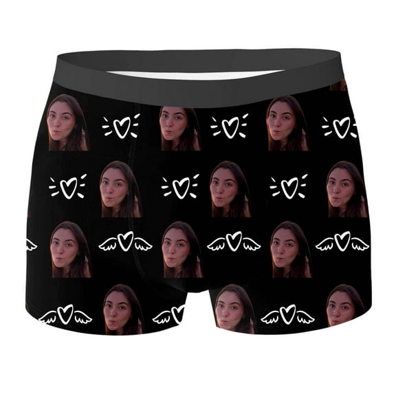Wxolcjlv Mens Boxer Briefs Valentine's Day Diy Printing Custom Underwear With Face Custom Trendy Graphic Boxers Male Holiday Gifts Black_812181383_1 L
