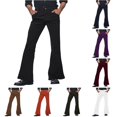 thumbnail image 1 of Wxolcjlv Mens Corduroy Flare Pants Button Fly Slim Fit Retro Daily Trousers, 1 of 3