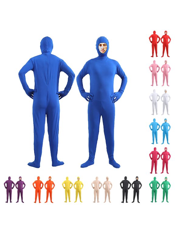 Mens Full Body Stretch Jumpsuit Long Sleeve Footed Unitard Skin Tight Bodysuit Base Layer Suit