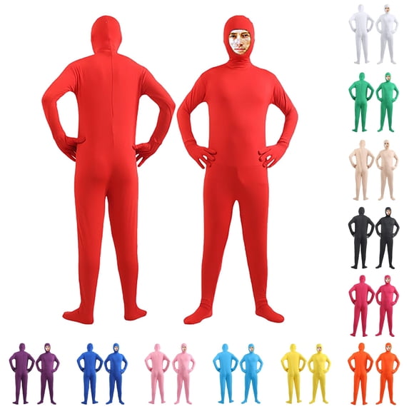 Wxolcjlv Mens Full Body Stretch Jumpsuit Long Sleeve Footed Unitard Skin Tight Bodysuit Base Layer Suit