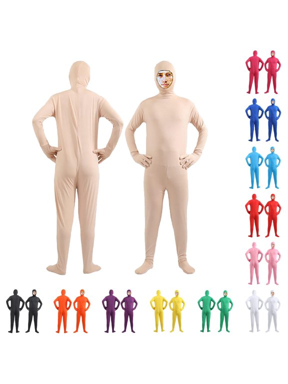 Mens Full Body Stretch Jumpsuit Long Sleeve Footed Unitard Skin Tight Bodysuit Base Layer Suit