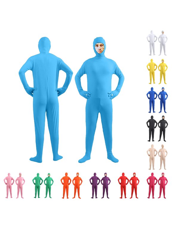 Mens Full Body Stretch Jumpsuit Long Sleeve Footed Unitard Skin Tight Bodysuit Base Layer Suit