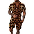thumbnail image 1 of Wxolcjlv Mens Leopard Print Camp Collar Set Short Sleeve Shirt Shorts, 1 of 6