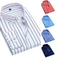thumbnail image 1 of Wxolcjlv Mens Striped Button Down Shirt Classic Turn Down Collar Office Blouses, 1 of 4