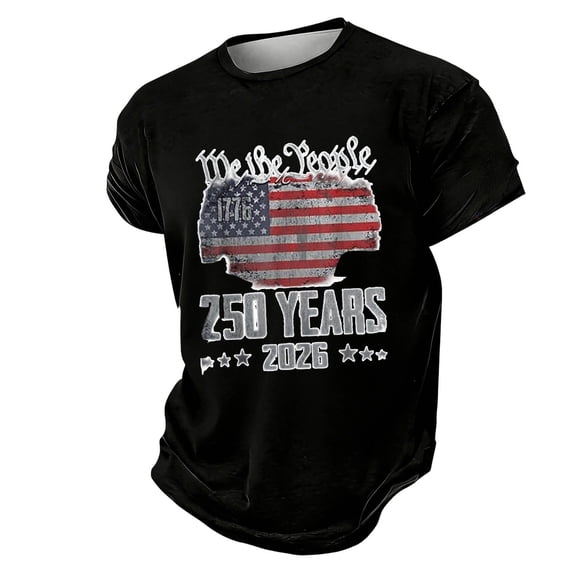 Wxolcjlv Mens T-Shirt Us 250Th Anniversary Printed Short Sleeve T Shirt For Celebrate 250Th Anniversary Of America Patriotic Veteran Tee,Size S-3XL