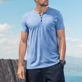 thumbnail image 1 of Wxolcjlv Mens T-Shirts Solid Color Button Up Short Sleeve Casual Tee Tops Spring Summer Outdoor Activities Comfortable Tops Tee Shirts, 1 of 3