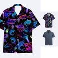 thumbnail image 1 of Wxolcjlv Neon Mushroom Allover Print Button Down Shirt for Men Turn Down Collar Short Sleeve Psychedelic Beach Blouse, 1 of 4