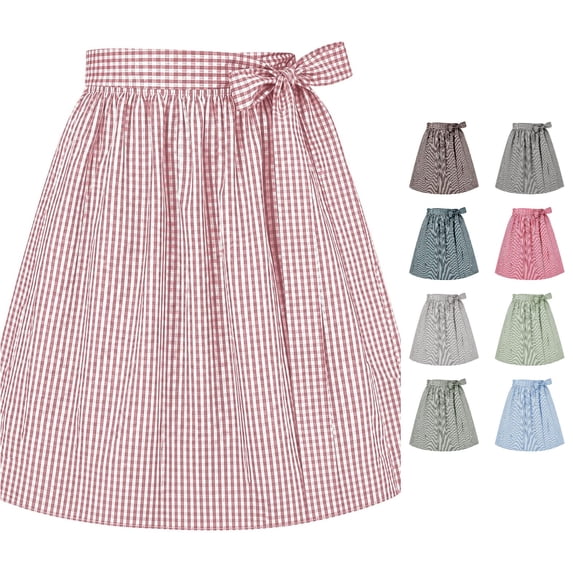 Wxolcjlv Plaid Wrap Tie Midi Skirt for Women Gathered Waist Flowy A‑Line Skirt