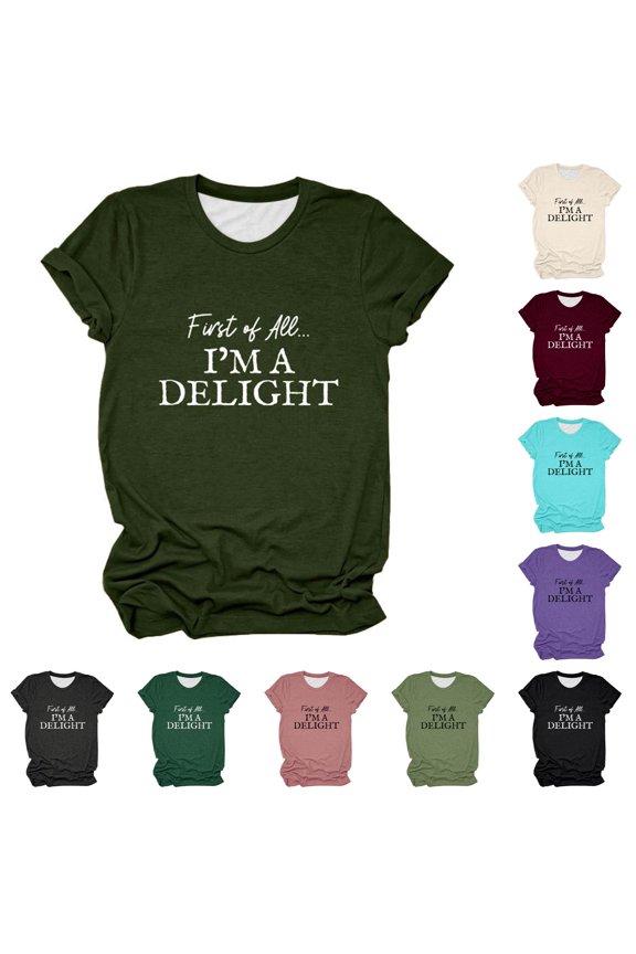 Sassy Slogan Letter Print Crew Neck T Shirt for Women Short Sleeve Relaxed Funny Everyday Pullover Tee