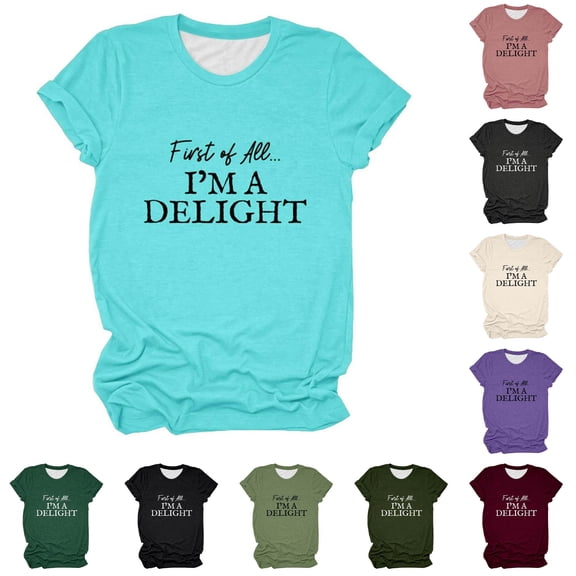 Wxolcjlv Sassy Slogan Letter Print Crew Neck T Shirt for Women Short Sleeve Relaxed Funny Everyday Pullover Tee
