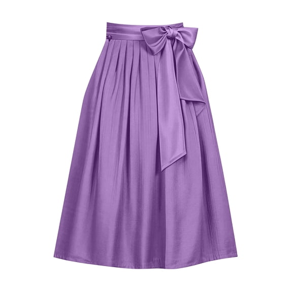 Wxolcjlv Satin Bow Oktoberfest Apron for Women Pleated Waist Tie Midi Apron