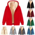 thumbnail image 1 of Wxolcjlv Solid Fleece Lined Zip‑Up Hooded Jackets for Women Long Sleeve Outerwear Tops, 1 of 4