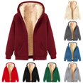 thumbnail image 1 of Wxolcjlv Solid Fleece Lined Zip‑Up Hooded Jackets for Women Long Sleeve Outerwear Tops, 1 of 4