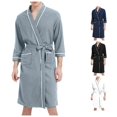 thumbnail image 1 of Wxolcjlv Solid Print Bathrobe for Men Three Quarter Sleeve Wrap Sleep Robe Nightwear, 1 of 5