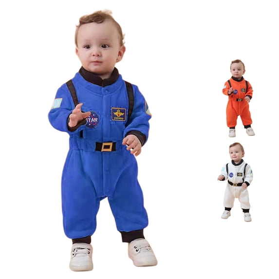 Wxolcjlv Toddler Astronaut Jumpsuit Long Sleeve Patched Romper Halloween Space Theme