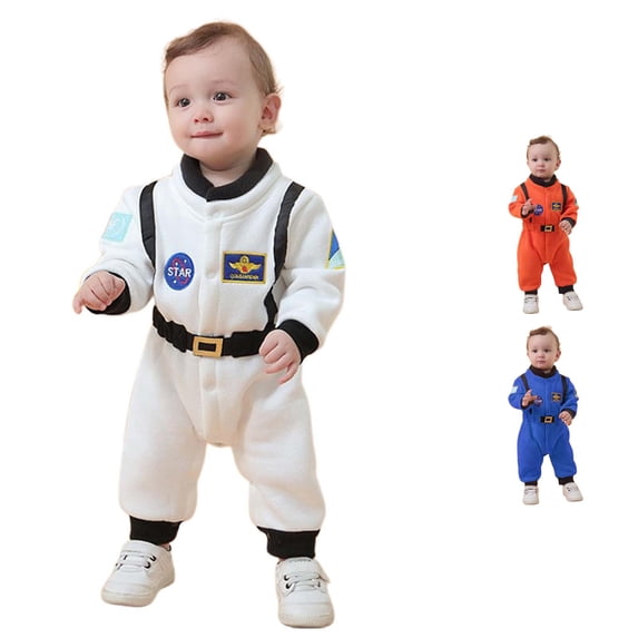 Wxolcjlv Toddler Astronaut Jumpsuit Long Sleeve Patched Romper Halloween Space Theme